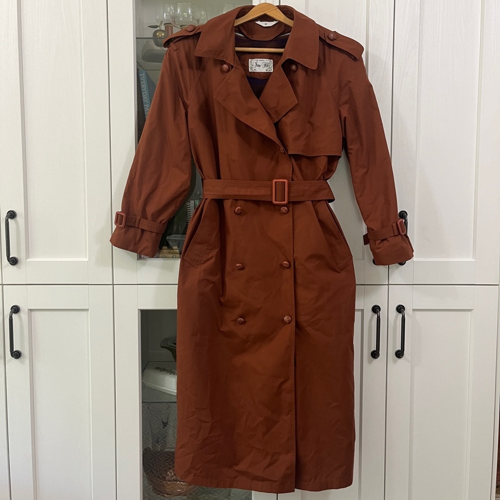 Women's Rust Trench Coat - Classic Double-Breasted Trench